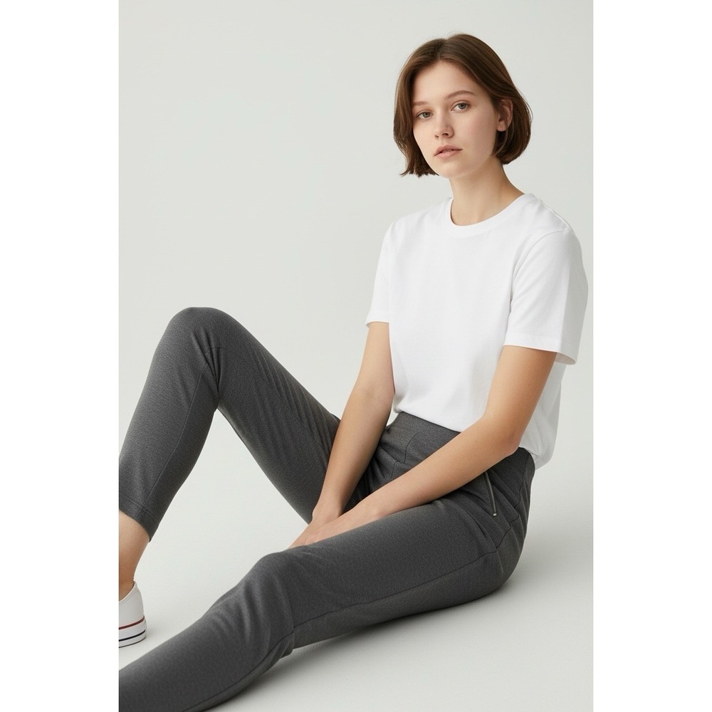 Chicos Juliet Ponte Knit Pull-On Pants Sz 0‎ (US 4) Dark Gray Minimalist Classic